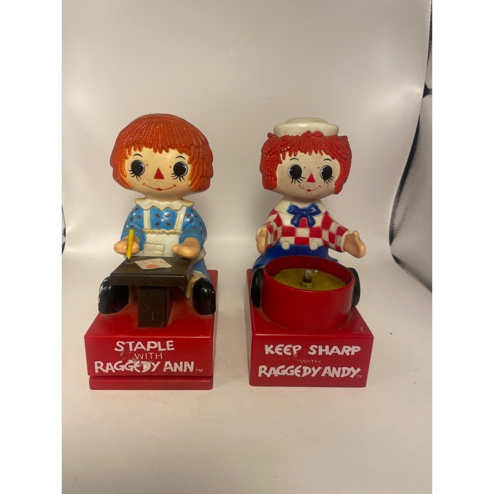 Vintage 1974/1975 Raggedy Ann Stapler and Andy Pencil Sharpener Janex Corp